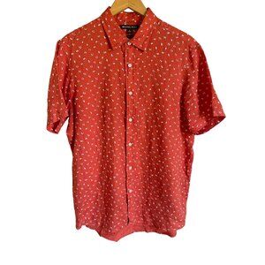 MICHAEL KORS Size Medium Classic Fit Linen Button Up Shirt Short Sleeve 100% Lin